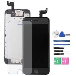 for iPhone 6S Screen Replacement Black, Drscreen LCD Touch Digitizer Complete Display for A1633, A1688, A1700,with Home Button Proximity Sensor Ear Speaker Front Camera Screen Protector + Repair Tool