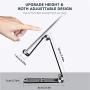 Phone Stand Holder,Full Foldable Phone Holder for Desk,Cell Phone Stand Adjustable Desktop Phone Holder Cradle Compatible with iPhone 11 Pro Max,iPad Mini,Tablets (7-10"), All Phones (Black)