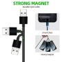 Magnetic Charging Cable (5Pcak,1ft/3ft/3ft/6ft/6ft) 3 in 1 Magnet Charge Charger USB Cable Micro USB Type-c and iProduct Black Mobile Cable