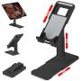 Foldable Cell Phone Stand for Desk - Angle Height Adjustable Desktop Phone Stand for iPhone 11 10 Pro X Xr Xs Max 7 8 Plus Samsung All Smartphones iPad Kindle Tablet, Extensible Holder & Heavy Base