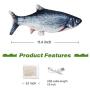 Hewewor Electric Moving Fish Cat Toy,Zippered Style Wiggle Fish Catnip Toys USB Rechargeable Plush Interactive Realistic Flopping Fish for Cat Playing,Biting and Chewing