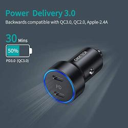 USB C Car Charger, CHOETECH 36W 2-Port Fast PD 3.0 Type C Car Charger Adapter with Dual 18W Power Delivery Compatible iPhone 11/11 Pro/11 Pro Max/XS/XR/SE,Galaxy S20/S10,Pixel 3/2, iPad Pro and More