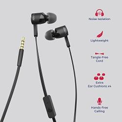 MuveAcoustics Spark Wired in-Ear Headphones - Sports Noise Cancelling Stereo Earbuds with Mic, Black