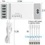 Bamboo USB Charging Stations for Multiple Devices with 5 Port USB Charger, 5 Charge Cable, Watch Stand. Wood Desk Storage Organizer Holder Compatible with iPhone, iPad, Cell Phone, Tablet, Kindle