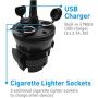 Macally Car Cup Holder Tablet Mount with Two High Powered USB Charging Ports 4.2A 21W, 2 Cigarette Lighter Sockets, 8" Long Neck, Works with Smartphones, iPad, Tablets, (MCUPPOWERTAB)