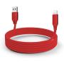 Arkidyn Phone Charger Cord 5M/16FT Extra Long Phone Cable 2.4A Fast Charger Powerline Cable USB Charging Cable Compatible with Phone X 8 Plus 7 Plus 6S Plus 6 Plus 5 5S 5C SE Pod Pad Pro and More（RED)