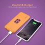 2-Pack Miady 10000mAh Dual USB Portable Charger, Fast Charging Power Bank with USB C Input, Backup Charger for iPhone X, Galaxy S9, Pixel 3 and etc (Yellow & Purple) …