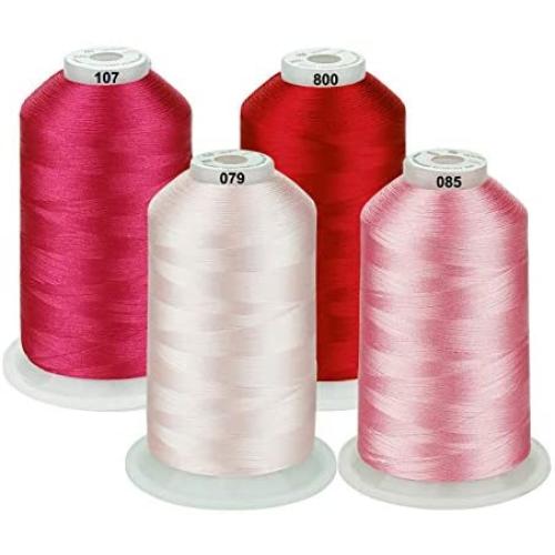 Simthread 42 Options Various Assorted Color Packs of Polyester Embroidery Machine Thread Huge Spool 5000M for All Embroidery Machines (Red Series)