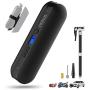 Portable Air Compressor Mini Inflator Electric Pump for Car Bike Tires Shock Rechargeable Li-Ion Battery 150PSI Power Bank Ergonomic and Sleek Design Digital LCD, LED Emergency Light A2 (Black)