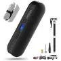 Portable Air Compressor Mini Inflator Electric Pump for Car Bike Tires Shock Rechargeable Li-Ion Battery 150PSI Power Bank Ergonomic and Sleek Design Digital LCD, LED Emergency Light A2 (Black)