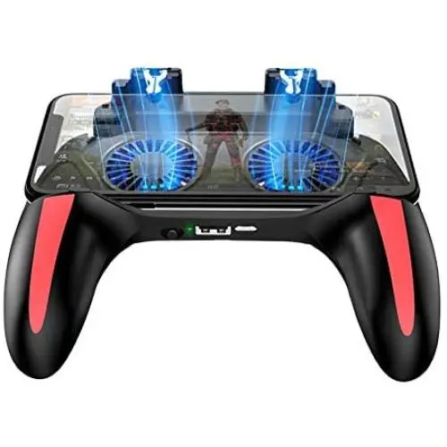 Mobile Game Controller Wireless Gaming Controller 4 Trigger Joystick Gamepad with Dual Cooling Fans Compatible with Android & iOS Smartphone for PUBG/Knives Out/Rules of Survival/Fortnite(5000mAh) Mobile Game Controller Wireless Gaming Controller 4 Trigger Joystick Gamepad with Dual Cooling Fans Compatible with Android & iOS Smartphone for PUBG/Knives Out/Rules of Survival/Fortnite(5000mAh)