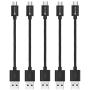 Spater Micro USB Short Sync Cable for Samsung, HTC, Motorola, Nokia, Android, and More, 7-Inch - Pack of 5