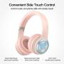 Picun B21 Wireless Headphones Over Ear, 110H Playtime Touch Control Bluetooth Headphones with Mic USB-C Charging Foldable Stereo Bluetooth 5.0 Headset for Phone Support Wired/Wireless/TF (Rose Pink)