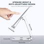 Phone Stand Holder,Full Foldable Phone Holder for Desk,Cell Phone Stand Adjustable Desktop Phone Holder Cradle Compatible with iPhone 11 Pro Max,iPad Mini,Tablets (7-10"), All Phones (Silver)
