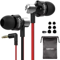 Betron DC950 Earphone, Noise Isolating, Powerful Bass, Replaceable Earbuds, Portable in Ear Headphones, Compatible with iPhone, iPad, iPod, Samsung, MP3 Players and Android Devices, Black