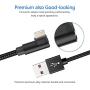 MFi Certified 3 Pack 6FT Super Fast 2.4A Current Nylon Braided Cable 90 Degree Charging Cord Compatible with iPhone 11/ Pro/Xs/Max/XR/X/8/8Plus/7/7Plus/6S/6S Plus/SE/iPad/Nan More (Black, 6FT)