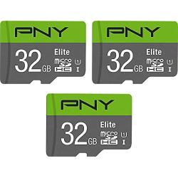 PNY 32GB Elite Class 10 U1 microSDHC Flash Memory Card 3-Pack, 32GB 3-Pack