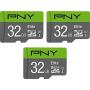 PNY 32GB Elite Class 10 U1 microSDHC Flash Memory Card 3-Pack, 32GB 3-Pack