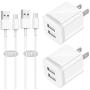 Android Charger Cable 10FT with Wall Plug 4-Pack, NILUOYA Micro Fast Charging Cord and Dual USB Wall Adapter Block Cube for Samsung Galaxy S7 S6 S5 Edge J7 J8, Moto, LG, HTC, Tablet More Cell Phone