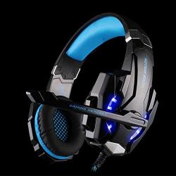 KOTION EACH G9000 Headset 3.5mm Game Gaming Headphone Earphone with Microphone LED Light for Laptop Tablet/Mobile Phones/ PS4 (Black Blue)