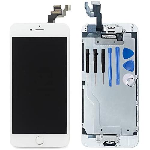 for iPhone 6 Digitizer Screen Replacement White - Ayake 4.7 Full LCD Display Assembly with Home Button, Front Facing Camera, Earpiece Speaker Pre Assembled and Repair Tool Kits