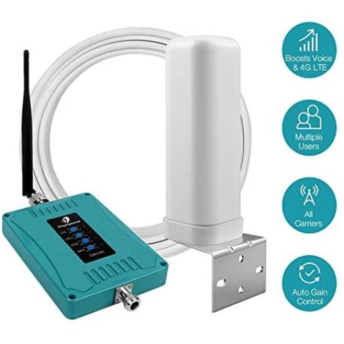 5 Bands Cell Phone Signal Booster for Home Office Use - Multiple Band Cellular Repeater Kit Boosts Verizon AT&T T-Mobile 3G 4G LTE Voice and Data - Support Multi Devices.