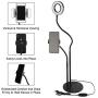 Selfie Ring Light with Cell Phone Holder Stand for Live Stream/Makeup, UBeesize Mini LED Camera Lighting with Flexible Arms Compatible with iPhone/Android