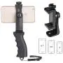 Smartphone Video Recording Stabilizer Kit, Clip-on Lavalier Microphone Laple Mic + Phone Hand Grip Holder Rig Compatible for iPhone Samsung YouTube Livestream Vlog Interview -3.5mm Jack/ 1.5m Cord