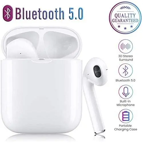 Bluetooth Earbuds, Bluetooth 5.0 Wireless Earbuds, Noise Canceling IPX5 Waterproof Sports Headset, Pop-ups Auto Pairing with Portable Charging Case for Smart Phones and Other Bluetooth Devices (White) Bluetooth Earbuds, Bluetooth 5.0 Wireless Earbuds, Noise Canceling IPX5 Waterproof Sports Headset, Pop-ups Auto Pairing with Portable Charging Case for Smart Phones and Other Bluetooth Devices (White)