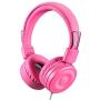 Kids Headphones-noot products K22 Foldable Stereo Tangle-Free 3.5mm Jack Wired Cord On-Ear Headset for Children/Teens/Girls/Smartphones/School/Kindle/Airplane/Plane/Tablet-Flamingo Pink/Gray