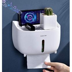 lanliebao Plastic Self Adhesive Toilet Paper Holder for Bathroom Wall Mount with Shelf Toilet Roll Holder with Phone Shelf for All Mobile Phone (Style 1)