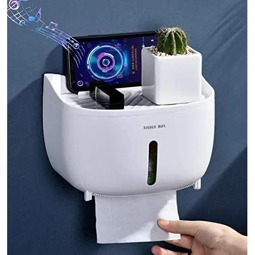 lanliebao Plastic Self Adhesive Toilet Paper Holder for Bathroom Wall Mount with Shelf Toilet Roll Holder with Phone Shelf for All Mobile Phone (Style 1) lanliebao Plastic Self Adhesive Toilet Paper Holder for Bathroom Wall Mount with Shelf Toilet Roll Holder with Phone Shelf for All Mobile Phone (Style 1)