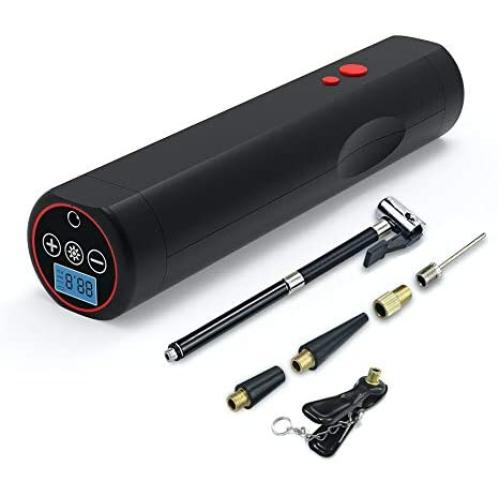 New Generation Car Tire Inflator Bicycle Air Compressor Portable Car Air Pump with Digital Controlled 12V 120 PSI Cordless Tire Pump with 2200mA Rechargeable Li-ion Battery and 12V Power Adapter