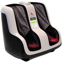 Human Touch Reflex SOL Foot and Calf Relaxation Shiatsu Massager with Heat and Vibration- Patented Technology - Extended Height, Adjustable Tilt Base with Under Foot Massage Rollers, Black and White