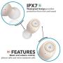 LYPERTEK TEVI - True Wireless Earbuds, Bluetooth 5.0 Stereo Hi-Fi Sound Wireless Earphones, IPX7 Waterproof, Upto 70 Hours Playtime, in-Ear Bluetooth Earphones with Charging Case (Ivory)