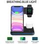 Wireless Charger, LINKPAL 3 in 1 Qi-Certified 15W Fast Charging Station for Apple iWatch 5/4/3/2/1,AirPods,Wireless Charging Stand Compatible with iPhone 11 /XS MAX/XR/XS/X/8 Plus/Samsung (Black)