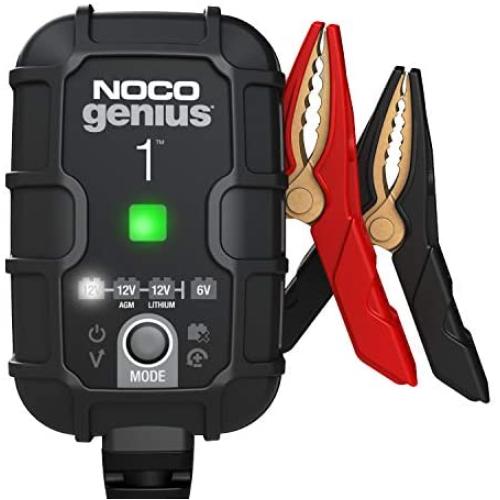 NOCO GENIUS1, 1-Amp Fully-Automatic Smart Charger, 6V And 12V Battery Charger, Battery Maintainer, And Battery Desulfator With Temperature Compensation