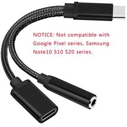 Nylon Braided 2 in 1 USB C Type C to 3.5mm Headphone Audio Aux Jack & Charge Adapter Cable Converter for Motorola Moto Z, Letv Le Pro 3 and Other Mobile Phone That Without 3.5mm Audio Jack