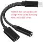 Nylon Braided 2 in 1 USB C Type C to 3.5mm Headphone Audio Aux Jack & Charge Adapter Cable Converter for Motorola Moto Z, Letv Le Pro 3 and Other Mobile Phone That Without 3.5mm Audio Jack