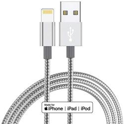 iPhone Charger Lightning Cable Apple MFi Certified IDiSON 4Pack(6ft 6ft 3ft 3ft) Braided Nylon Fast Charger Cable Compatible iPhone 11 Pro X XR XS MAX 8 Plus 7 6s 5s 5c Air iPad Mini iPod (Gray white)