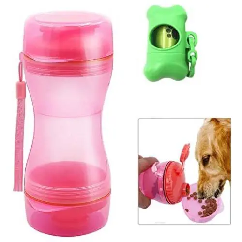 GOTONE Dog Water Food Bottle for Walking Travelling Hiking Camping, 2-in-1 Portable Pet Food Container Outdoor Travel Water Dispenser Leak Proof Cup for Cat Puppy and A Dog Poop Bags + Bag Dispenser GOTONE Dog Water Food Bottle for Walking Travelling Hiking Camping, 2-in-1 Portable Pet Food Container Outdoor Travel Water Dispenser Leak Proof Cup for Cat Puppy and A Dog Poop Bags + Bag Dispenser