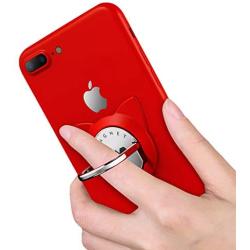 Magnetic Phone Ring Red, Cat Cell Phone Ring Stand with Car Mount, 360 Degree Magnet Finger Ring Holder for Cell Phones and Tablets (1 Set,Red)