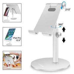 Adjustable Tablet/Phone Stand,AICase Telescopic Adjustable iPad Stand Holder,Universal Multi Angle Aluminum Stand Compatible with iPhone Smart Cell Phone/Tablet/iPad(4-13 inch), Silver