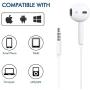 Axirtni 3.5mm in-Ear Wired Earbuds/Earphones/Headphones with Remote & Micphone Compatible with iPhone Apple 6s plus/6/5s/5c/Pad/S10 Android All 3.5 mm Audio Devices (2 Pack) - White