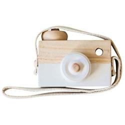 Airlxf Wooden Camera Toy, Baby Kids Cute Mini Sharpe Toy Neck Hanging Photographed Props for Baby Toddlers Children Kids Room Hanging Decor (White)