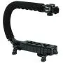 Cam Caddie Scorpion Jr Triple Shoe Camera Stabilizer - Collapsible Stabilizing Smartphone Handle Compatible with All DSLR, GoPro, Mobile Phones w/ 3-in-1 Integrated Cold Shoe - Black