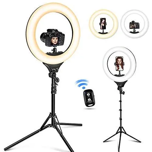 Torjim 18&quot Ring Light with Stand, Dimmable 50W 3000K-6000K LED Ringlight with Phone Holder and Camera Adapter, Perfect Circle Light for Photography/YouTube/Makeup/Video Shooting.