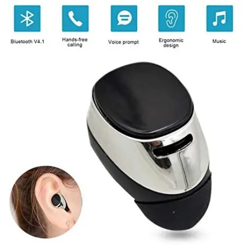 Mini Bluetooth Earbud Small Wireless Headphone with 5 Hour Playtime in Ear Bluetooth Earpiece Car Headset for Driving Trucker Compatible with iPhone Samsung LG Huawei HTC Motorola (One Piece)