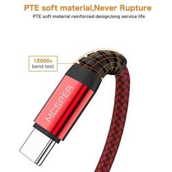 Short USB C Cable(0.5ft 2-Pack),USB Type C Charger Nylon Braided Fast Charging Cord Compatible Samsung Galaxy S10+ S9 S8 Plus,Note 9 8,LG G6 G7 V35,Pixel 2 XL,Perfect Size for Power Bank (Red)