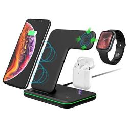 Wireless Charger,Any Warphone 3 in 1 Wireless Charging Stand for Latest Airpods iPhone and iWatch, Wireless Compatible for iPhone 11/11 Pro Max/X/XS Max/8 Apple Watch Charger 5 4 3 2 1 Airpods 3 2 1